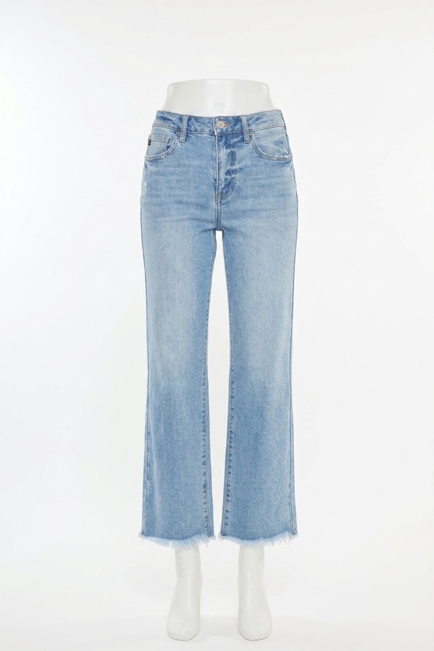 NEW KANCAN high rise slim wide leg jeans in medium wash